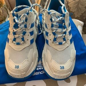 Balenciaga White and Blue Sneakers